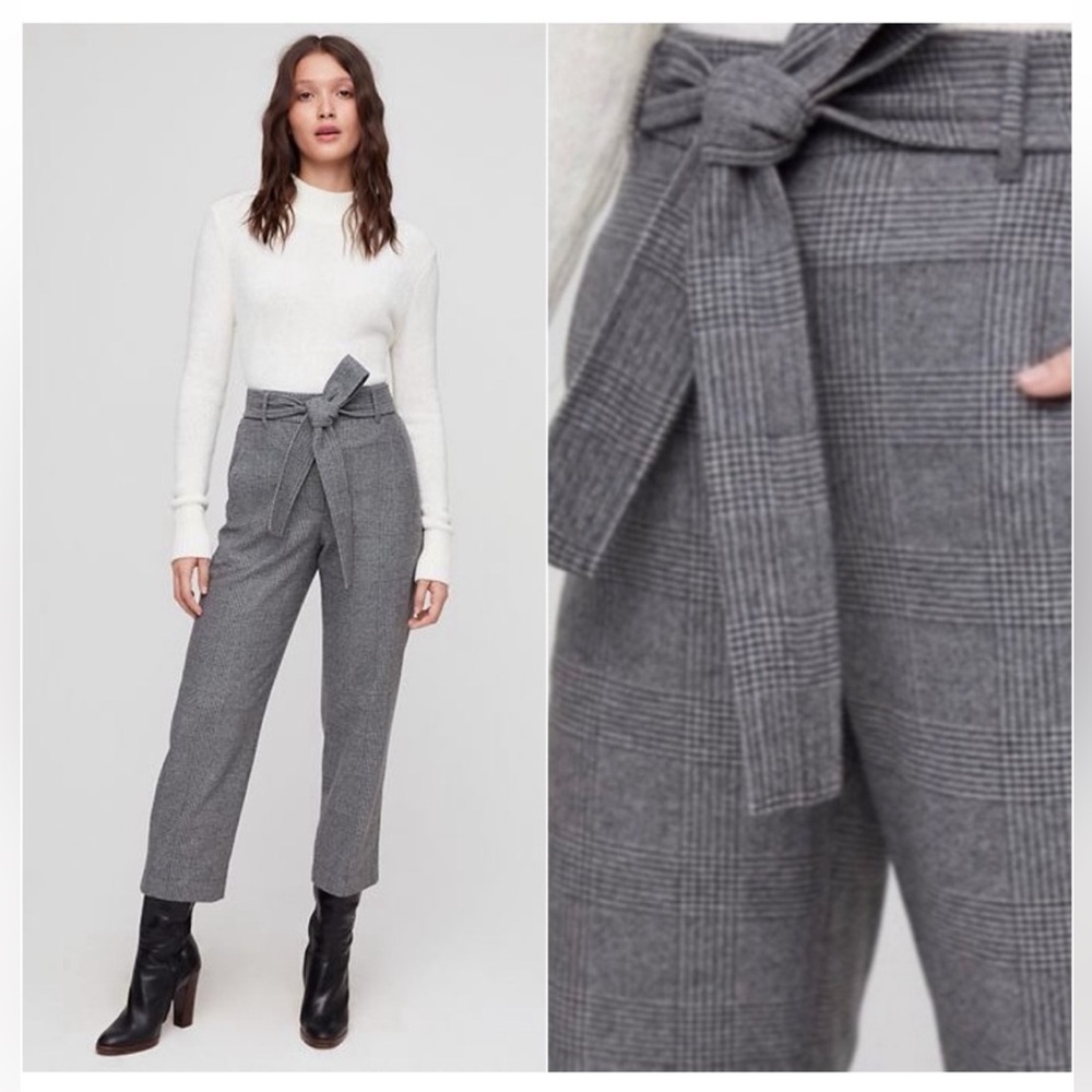 WILFRED • Tie-Front (Jallade) Pant in Light Grey Glen Check • 4